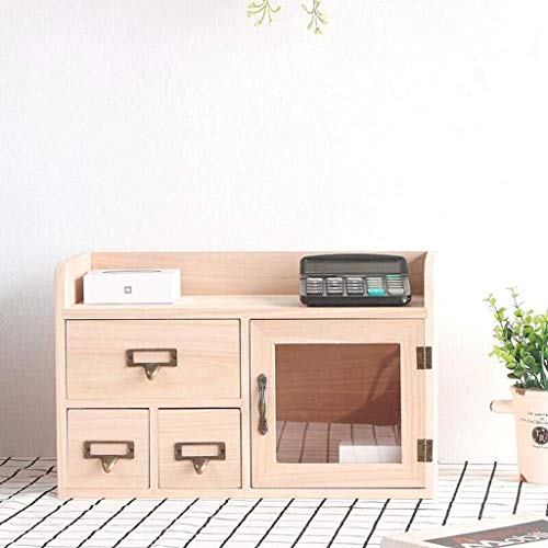 Scatola portaoggetti per organizzatori Cosmetici - Organizzatore da scrivania in Legno massello Forniture per Ufficio Custodia per Scatola portaoggetti per cancelleria Desktop con Manico in