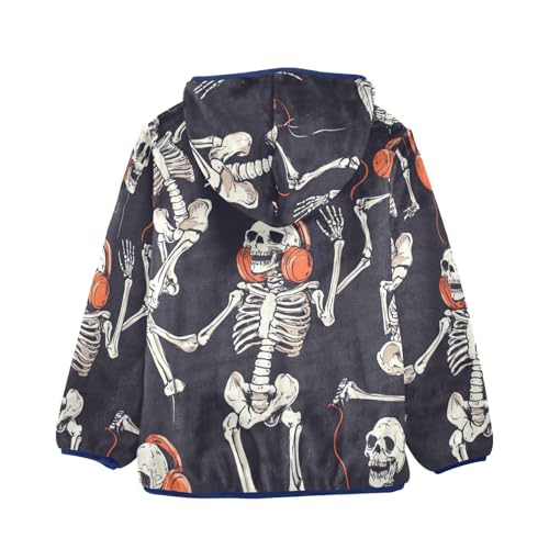 Headphones and Skeleton Girls Fleece Jacket Girls Fall Jacket Girls Zip Up Hoodie Girls Sherpa Jacket 2-10T2