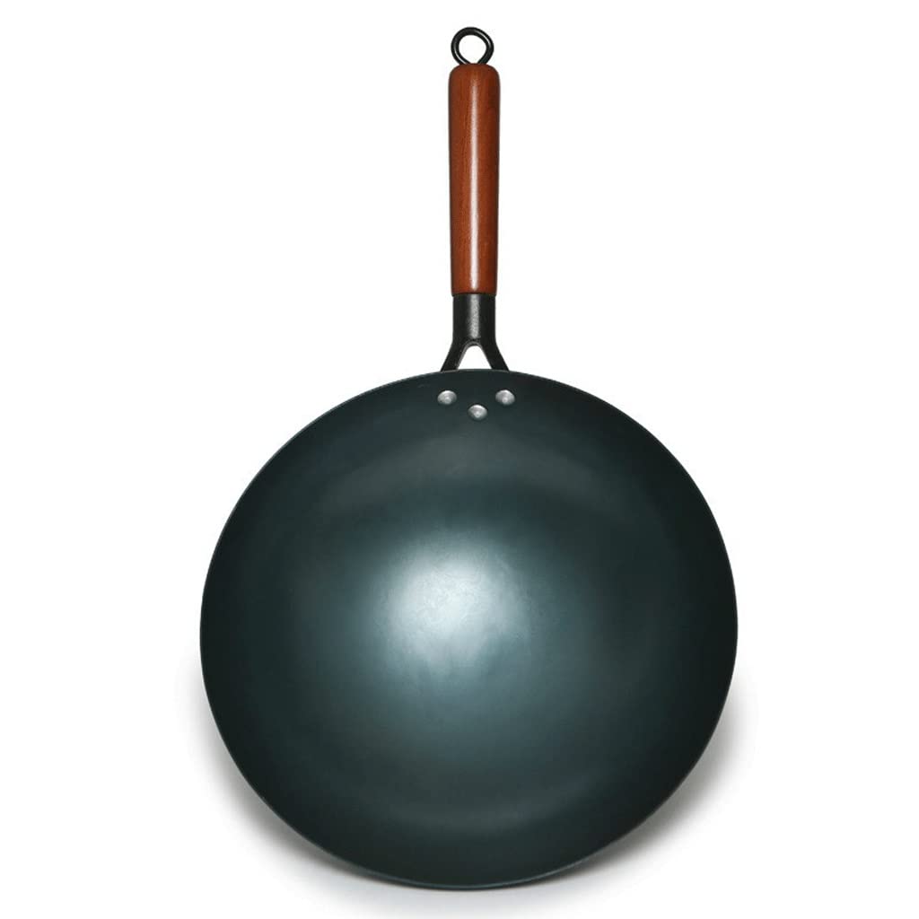Grand pot en fer traditionnel fait à la main avec manche bois pour gaz