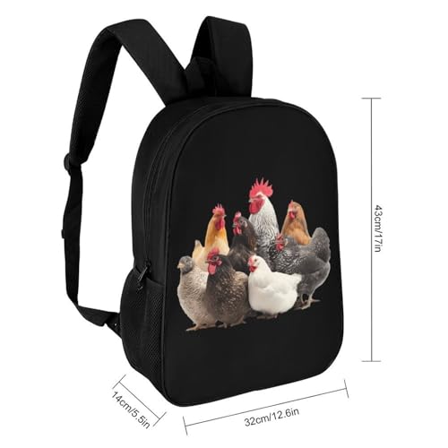 Chickens Hens And Roosters Classic 17 Inch Backpack Travel Daypack Casual Shoulder Bag with Adjustable Strap for Men Women2