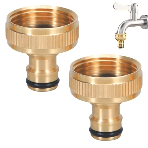 2 Raccord Tuyau D'arrosage en Laiton | Adaptateur Robinet Tuyau Arrosage 1 Pouce | Embout Tuyau Arrosage en Métal Robuste | Raccords Rapides pour les...