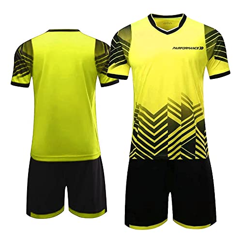 Pairformance Soccer Jerseys For Kids, Soccer Shorts Boys Girls, Soccer Uniforms For Kids Sizes 7-13 (Medium, Yellow) #TOP4