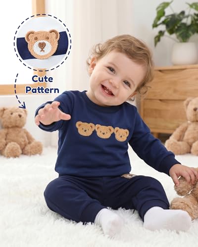 Image of NZRVAWS Toddler Baby Boy Clothes Infant Fall Winter Outfit Long Sleeve Pant Top Set 2Pcs Sweatshirt 0 Month-3 Years