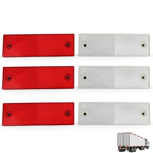 DAQUN 6 Pcs Reflectors for Driveway Posts Rectangular Safety Stick Red White Warning Board Screw Mount for Trailer Caravan