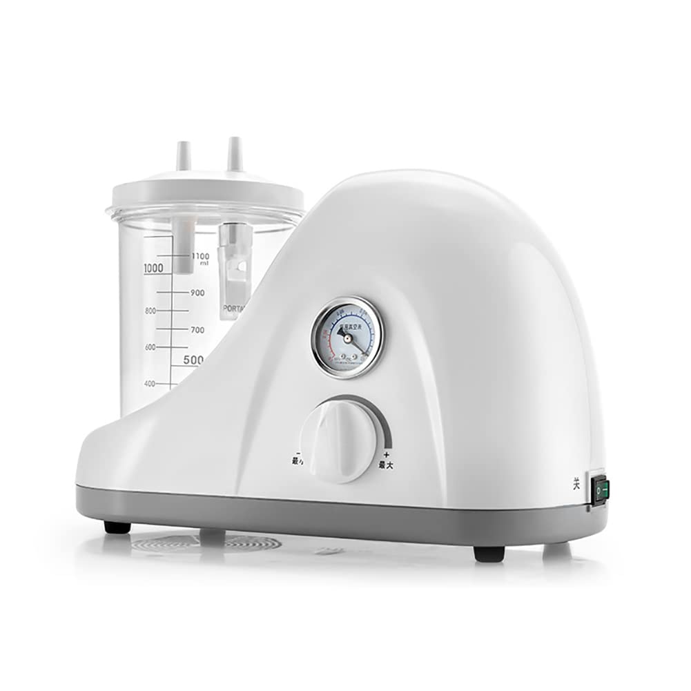 TPARIS Portable Mucus Secretion Machine, Electric Sputum Suction Device with 1000ml Suction Canister, Negative Pressure Stepless Adjustment, Low Noise, for Mucus Elderly Patient