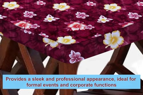 Image of The Furnishing Tree Elastic Rectangular Center Tpoy Table Cover WxL 18x48 in Inches Polyester Floral Pattern Red