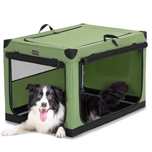 PETSFIT Soft Dog Crate, with Patented Adjustable Fabric Cover, Chewproof & Lockable Mesh Doors, Waterproof Base Portable Kennel Green 36Inch PETSFIT Soft Dog Crate with Patented Adjustable Fabric Cover Chewproof Lockable Mesh Doors Waterproof Base Portable Kennel Green 36Inch