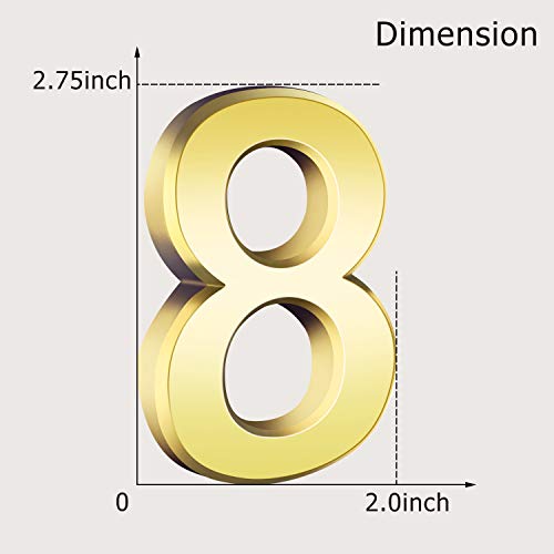 Image of 20 Pieces House Numbers Mailbox Numbers 0-9, 3D Door Address Numbers Self Adhesive Mailbox Numbers Sticker or House, Apartment, Office, Hotel Room, Mailbox Signs (Gold, 2.76 Inch)