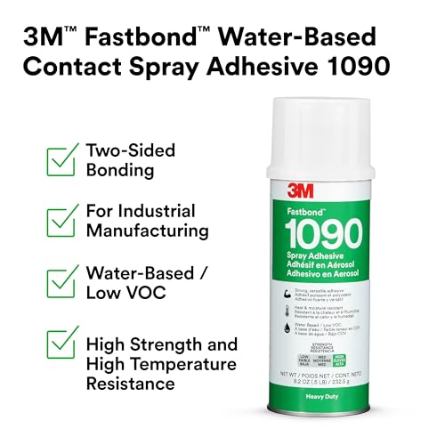 Image of 3M Fastbond Water-Based Contact Spray Adhesive 1090, Low VOC <5%, High-Strength, Bonds High-Pressure Laminates and Woods, Neutral, Net Wt 8.2 oz, 1 Can