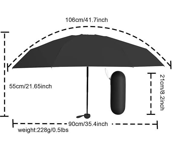 Image of Alexvyan Mini Umbrella with Case for Men & Women (Manual Open) Compact Travelling Umbrella, Polyester & UV Protection Fabric for Summer /Anti-Slip Handle- Use in Rain & Summer- 6 Frame