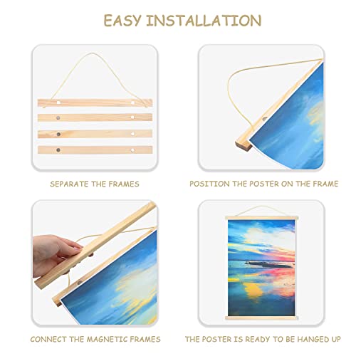 Menyfor Magnetic Poster Hanger Frame 12X18 12X16 16X24 Frame Pine Wood Magnet Poster Frame For Photo Picture Art Canvas Print Artwork Wall Hanging Kids Paintings, Maps, Scrolls, Canvas Works Picture Frame, Photo Wall (White, 12") #TOP4