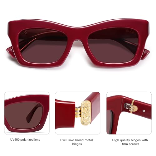 SOJOS Trendy Cat Eye Polarized Sunglasses for Women Men Retro Chunky Designer Sunnies SJ23393