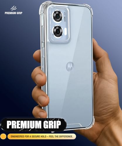 Image of WOW IMAGINE Ultra-Hybrid Crystal Clear Back Case for Moto Edge 50 Fusion 5G | Moto G96 5G | Shockproof Design | Camera Protection Bump | Hard Clear Mobile Back Cover with Cushioned Edges - Transparent