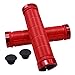 NATUCE 2pcs Poignées de Guidon de vélo 22mm, Poignée de de Bicyclette avec Deux Chapeaux de Guidon, Poignées avec Serrure en Aluminium,Poignée Caoutchouc Cycliste pour BMX VTT Vélo Pliant (Rouge)