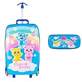 Kit Mochila com Rodinhas e Estojo Escolar Infantil Ursinhos Carinhosos