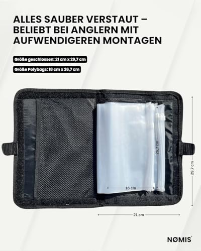 NØMIS XXL Vorfachtasche Angeln | Angeltasche | Hakentasche | Perfekter Organizer für Angelsets und Angelmontagen | Vorfachmappe Angeln | Angelscheinmappe | Meeresangeln Angelzubehör