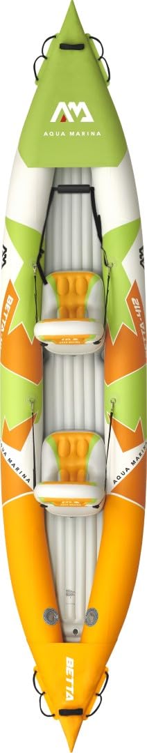 Aqua Marina - Kayak Betta para 2 personas – Kayak hinchable con asientos de punto de caída, respaldo ajustable, PVC de alta presión, montaje ligero, sistema de aletas y kit de accesorios