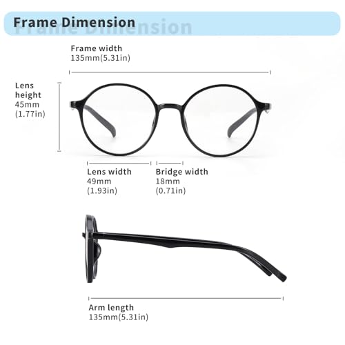 Image of Round Blue Light Glasses for Men and Women - Computer Glasses for Eye Strain - W. Anti-glare Coating - TR90 Frame - 2 Pack