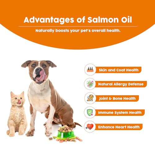 image for BRANDMART Wild Alaskan Salmon Oil for Dogs & Cats Omega 3 Skin & Coat 