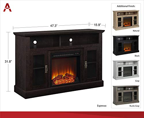 Ameriwood Home Chicago Electric Fireplace Tv Console For Tvs Up To A 50", Rustic Gray #TOP2