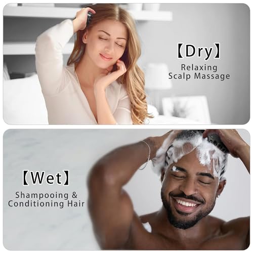 Image of LISHER Hair Scalp Massager Shampoo Brush with Ultra Long Soft Silicone Bristles Exfoliating Ergonomic Comb for Dandruff, Thick Curly Hair for Men Women (Black)