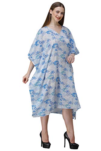 Image of RAVI RAJORIA Georgette Digital Printed Beach Wear Kaftan Blue Free Size R800 | Multi Color 2