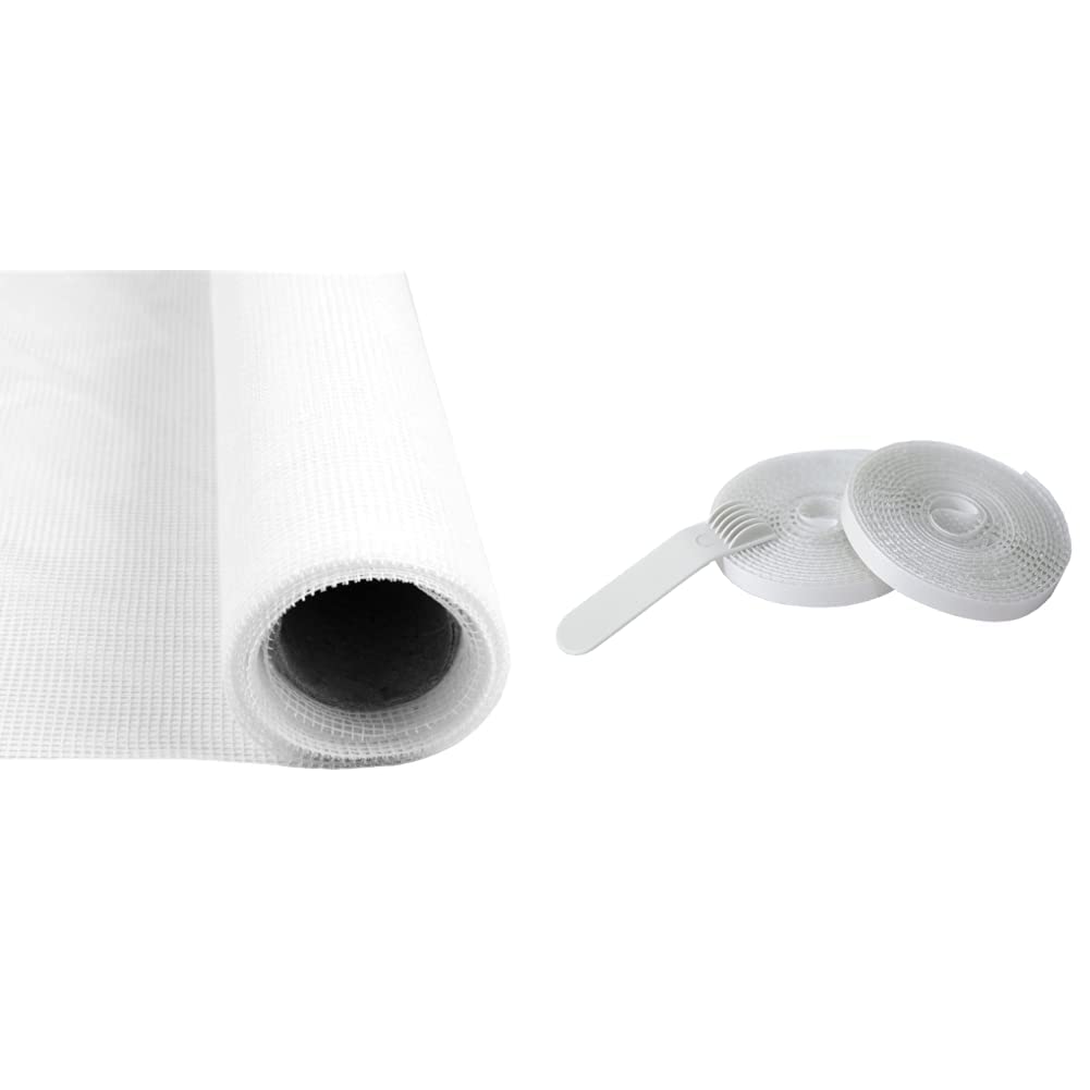 Moustiquaire fibre de verre blanche 100x250 cm et bande de fixation pour fenêtre