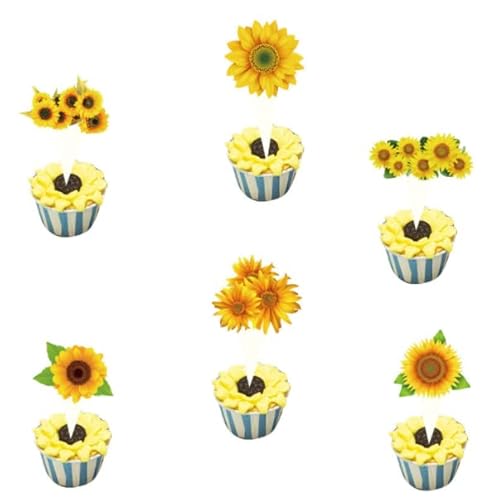 25 Pcs Sunflower Cupcake Toppers For Sunflower Birthday Party Decorations Supplies #TOP3