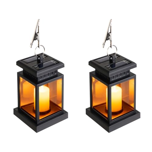 Lergas Lampada per Tomba Impermeabile per Esterni, Lanterna Solare per Giardino, Lampada per Tomba per Urne, Lampade per Tomba Nere con Candele LED, Piccola Lanterna con Candele, Idea Regalo per il