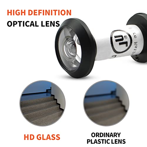 Bwintech 1 Stück UL-gelisteter feuerfester Türspion, massives Messing 200 Grad, 14 mm Durchmesser, 35–60 mm Länge, schwarze Ausführung, mit Sichtschutzabdeckung