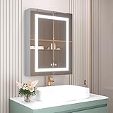 MIRPLUS Gabinete de medicina de baño, con interruptor táctil (EMI.811.LED.Derecha)