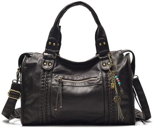 Image of Worldlyda Crossbody Bags for Women Large Tote Soft Leather Purses Washed Y2K Hobo Vintage Handbag Shoulder City Bag