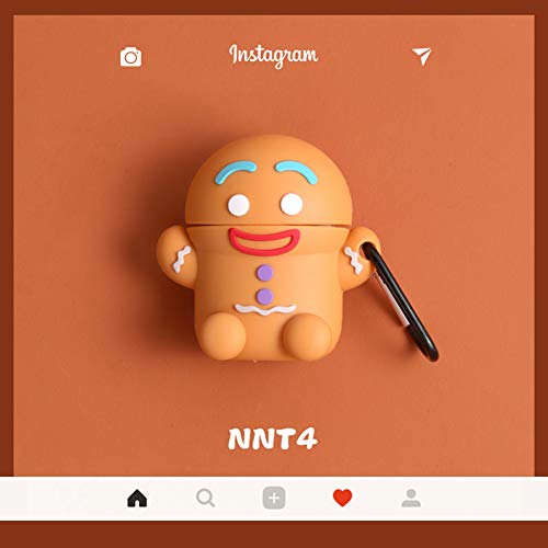 Sgvahy Case For Apple Airpods 1&2 Case Cover With Keychain Kawaii Airpod Case Cute Cartoon Soft Silicone Airpods 2Nd 1St Generation Wireless Charging Case Shockproof Protective Case (Gingerbread Man) #TOP6