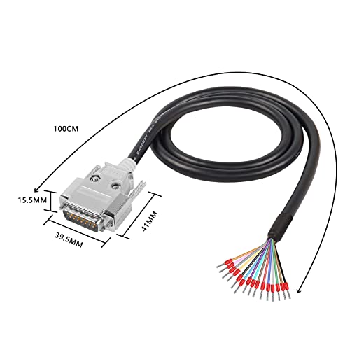Xmsjsiy Db15 Rs232 Serial Connector Adapter Solderless Extension Cable 15-Pin Gold Plated Port Connector Shielded Data Cable With Bare End Wire - 1M/3.2Ft (Db15 Male) #TOP2