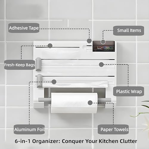 Portarrollos de cocina con cortador integrado para cortes suaves y organizados 4