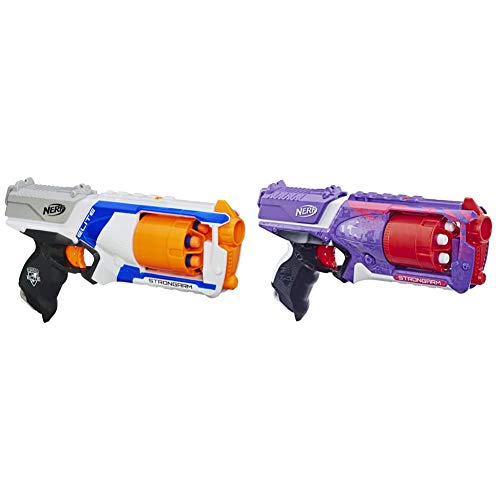 NERF N Strike Elite Strongarm Toy Blaster & Strongarm N-Strike Elite Toy Blaster with Rotating Barrel, Slam Fire, and 6 Official Elite Darts (Amazon Exclusive)