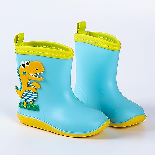 Little Child Toddler Boys Girls Multicolor Rain Boots Dinosaur Print Non Slip Flat Rain Shoes Leather Boots Size 132