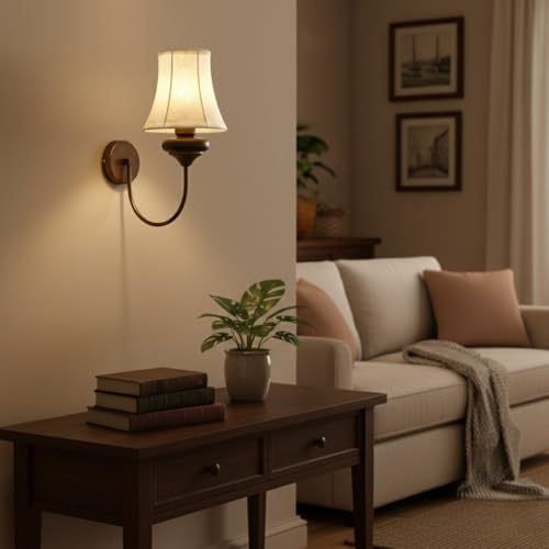 Luminaria vintage de bronce y hierro con interruptor de cadena E14 8