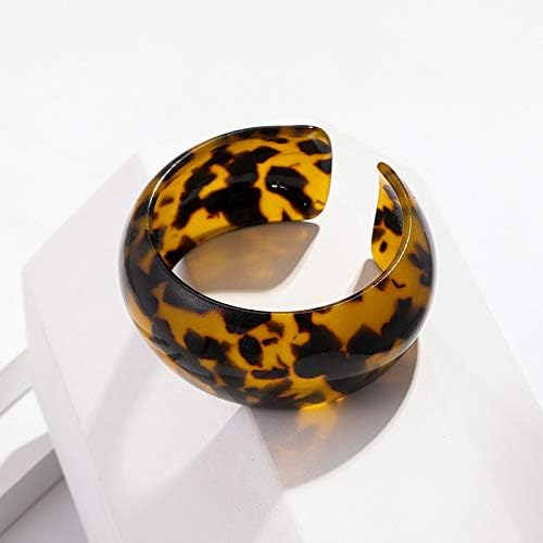 COLORFUL BLING Acrylic Tortoise Shell Wide Open Cuff Bangle Adjustable Acetate Mottled Leopard Print Statement Bracelet Jewelry for Women Female - Image 2