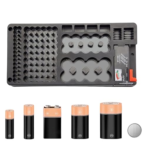 Sionhiuo Organizador de Pilas | Organizador De Alta Capacidad Con 116 Compartimentos - Caja Compacta de Almacenamiento para Baterías - para Pilas D, C, AA, AAA y 9V, Uso en Hogar, Exterior e Industria