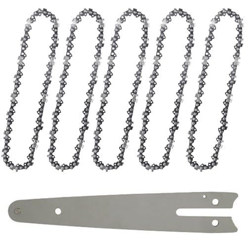 BRIOTA Mini cadena de motosierra de 6 pulgadas, paquete de 5, calibre de 43 pulgadas, hoja de motosierra de paso LP de 1/4 pulgadas con 37 eslabones de transmisión compatibles con todas las mini