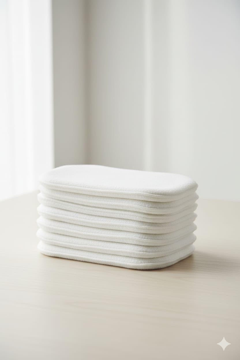 Kritiu 4-Layer Booster Pads for Cloth Diaper | High Absorbent 4 Layer Washable and Reusable | Wet Free Booster Inserts | The Ultimate Baby Cloth Diaper Soaker Inserts (White Pack Of 8) - Image 9 thumbnail