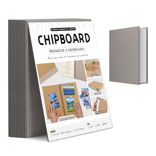 JNENERY 20Pcs Book Board 8.5 x 11 80pt Chipboard for Book Binding Cover Heavy Duty Binders Board Thick Sturdy Kraft Board Cardboard Sheets for Crafts DIY Projects Packaging (Grey)