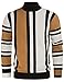 GRACE KARIN Mens Pullover Sweater Mockneck Fashion Striped Vintage 90S Sweater Camel