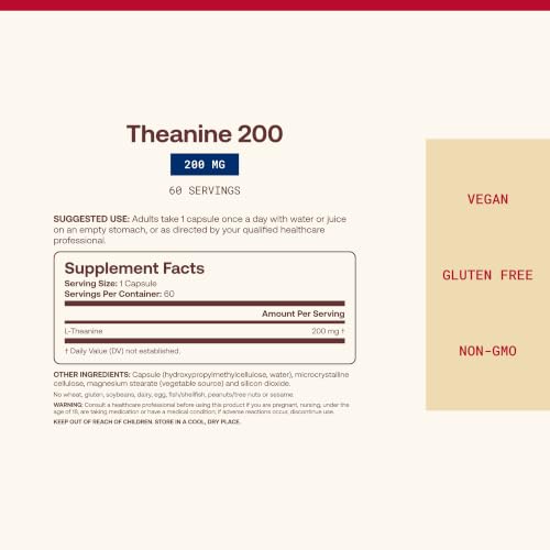 Jarrow L-Theanine Supplement 200 mg, Dietary Supplement, 60 Capsules - image 4