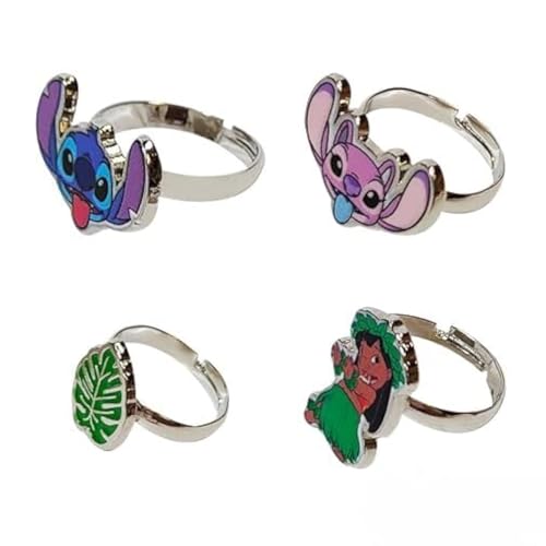 LUV HER Kids Jewelry: 4-Piece Adjustable Rings for Girls, Ring Sets with metal charm Fashion Girls Jewelry Ages 4+