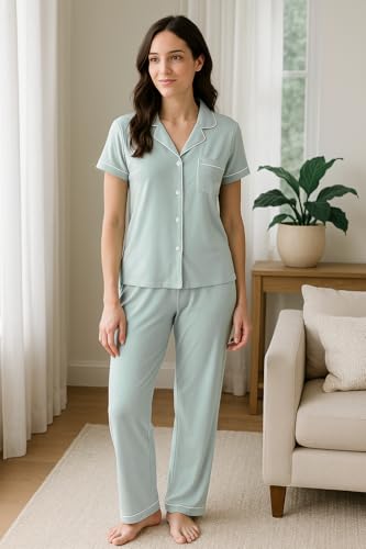 Image of BORN Pajamas for Women Set Button Down, 2 Piece Pajama Sets, Soft Womens Pajama Sets