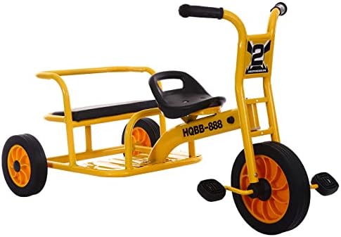 Kids Tricycle for Riders Ages 2+,Preschool Daycare Kids Tandem Tricycle,Outdoor Playground Equipment Kids Trike,Adjustable Seat,Passenger Seat,Inflation-Free Wheel