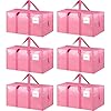 6 Pack Extra Heavy Duty Large Moving Bags with Strong Zipper, Pink