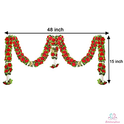 Indian handcrafted heavy rose cloth Toran door hangings decor wedding mehndi diwali eid christmas party Garland for Door - Image 2